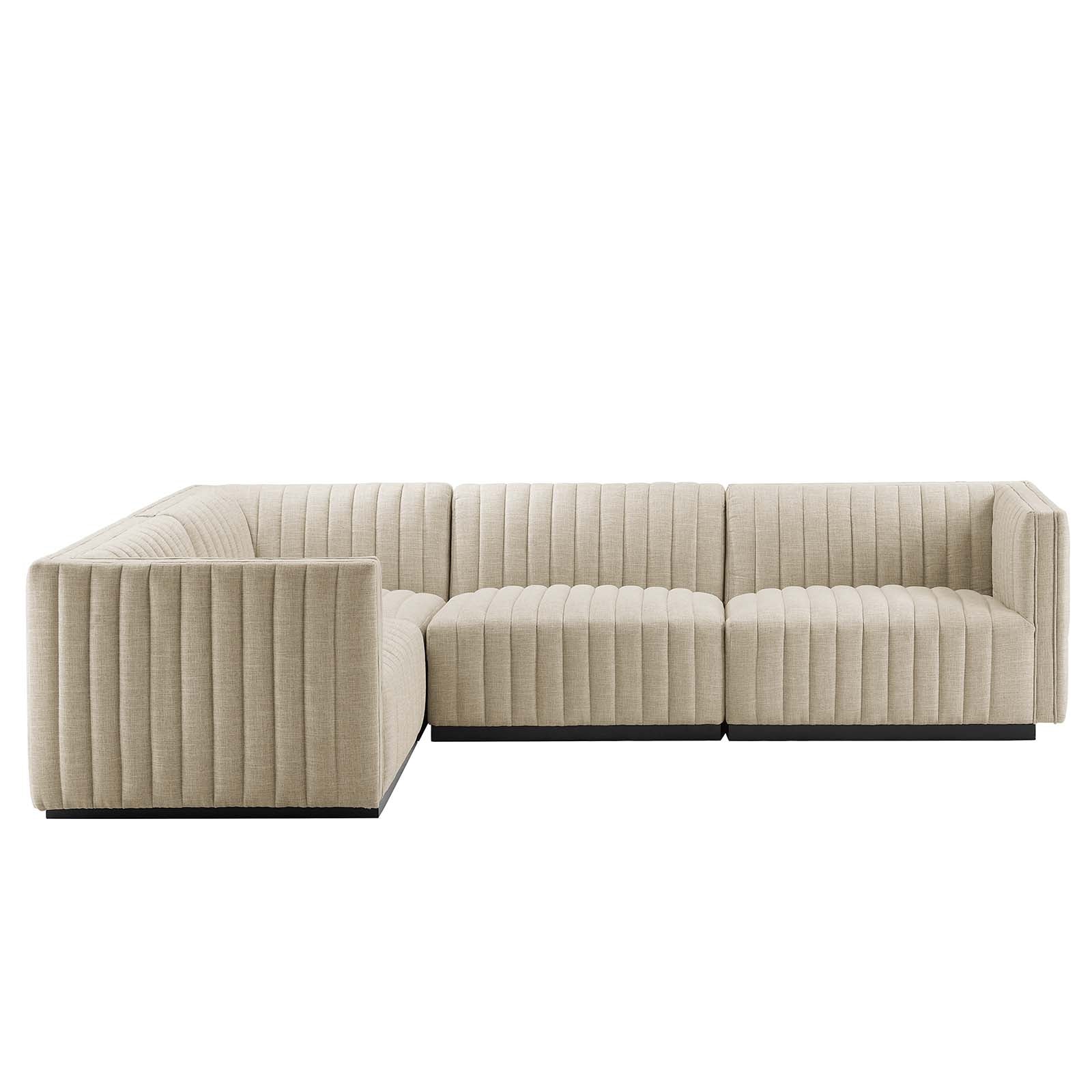 Conjure Channel Tufted Upholstered Fabric 4-Piece L-Shaped Sectional By Modway - EEI-5791 | Sectional | Modishstore - 10