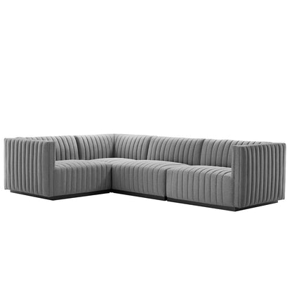 Conjure Channel Tufted Upholstered Fabric 4-Piece L-Shaped Sectional By Modway - EEI-5791 | Sectional | Modishstore - 17