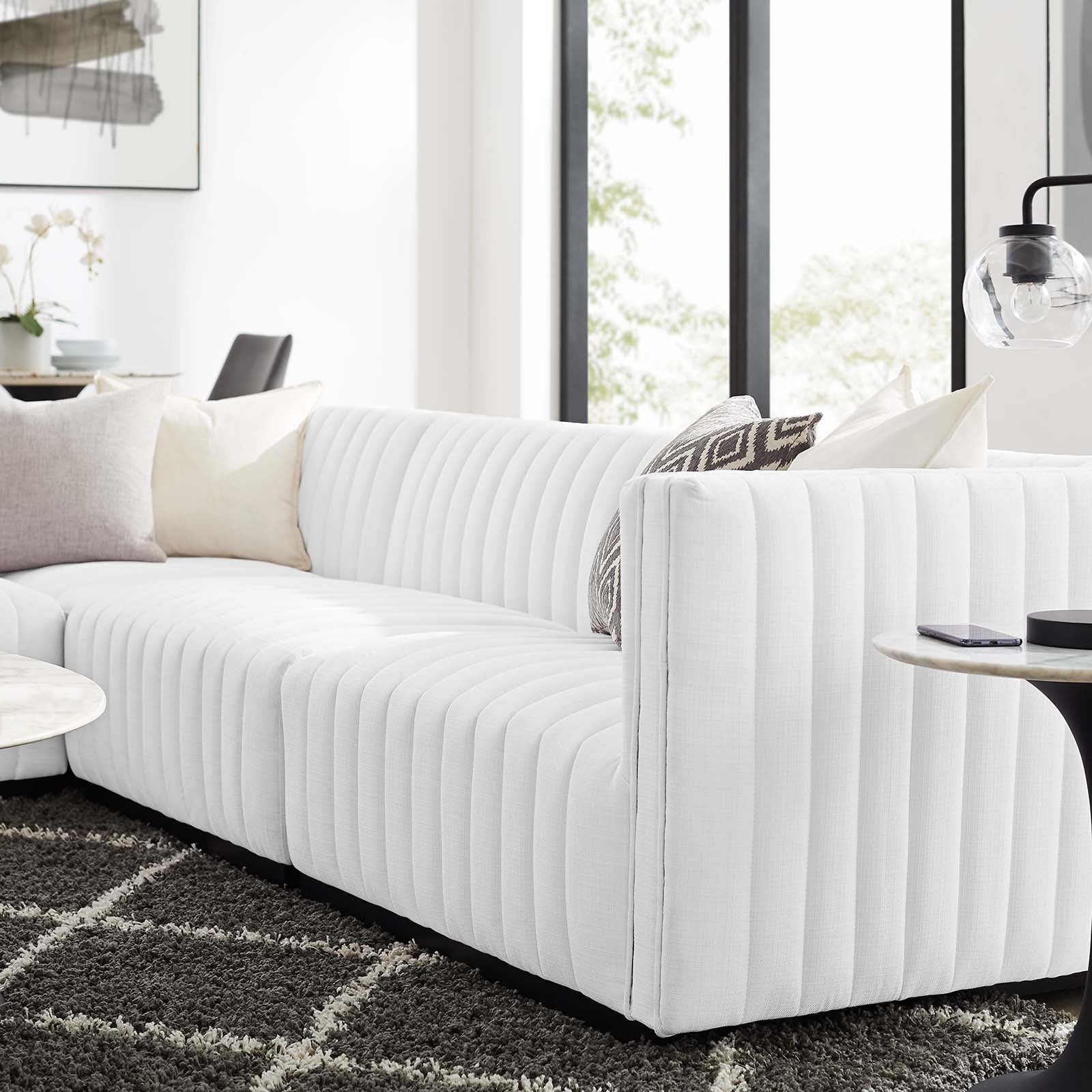 Conjure Channel Tufted Upholstered Fabric 4-Piece L-Shaped Sectional By Modway - EEI-5791 | Sectional | Modishstore - 40