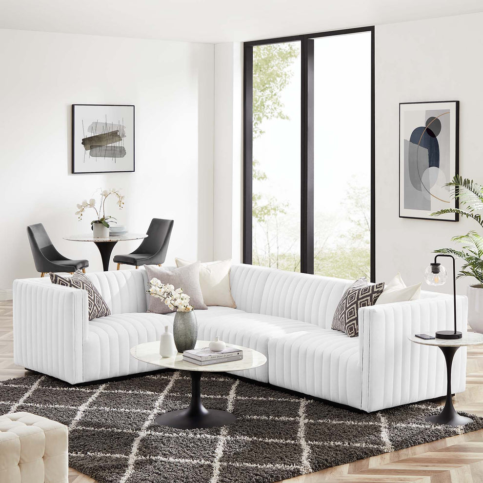 Conjure Channel Tufted Upholstered Fabric 4-Piece L-Shaped Sectional By Modway - EEI-5791 | Sectional | Modishstore - 41