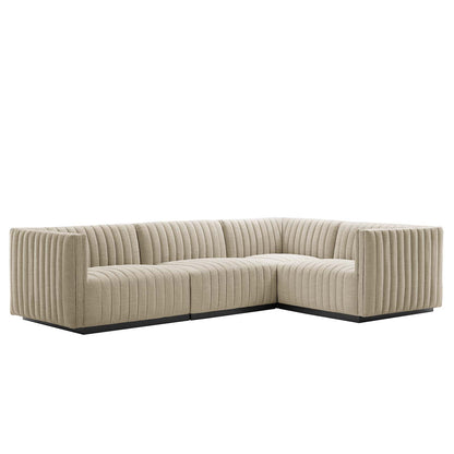 Conjure Channel Tufted Upholstered Fabric 4-Piece L-Shaped Sectional By Modway - EEI-5792 | Sectional | Modishstore - 2