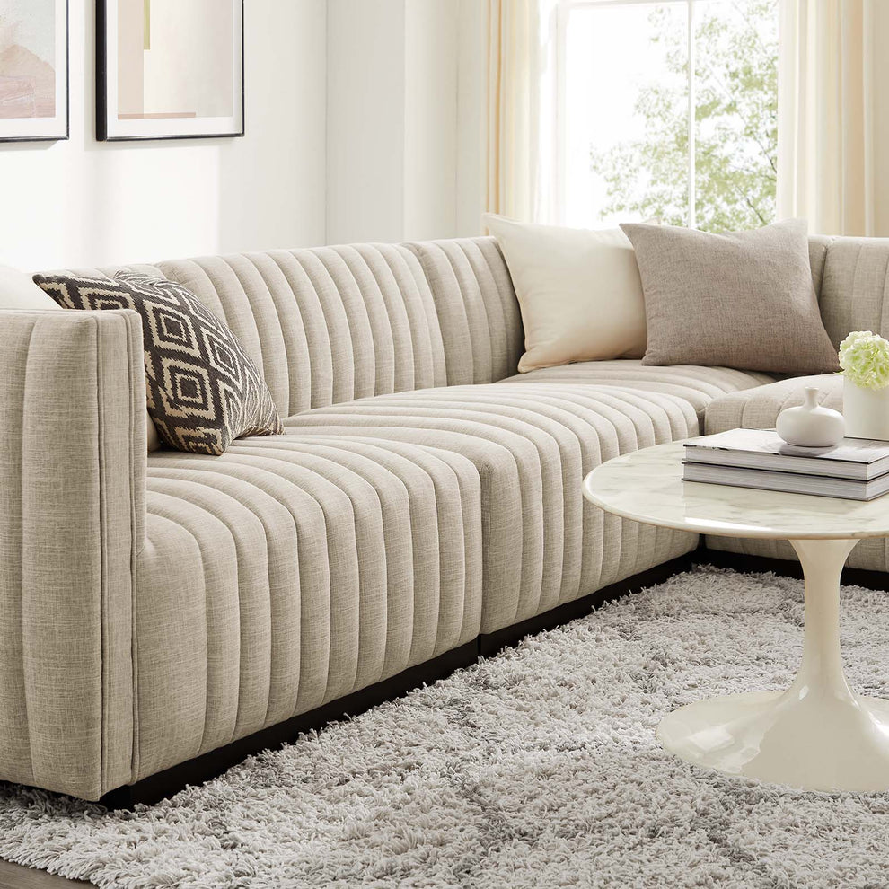 Conjure Channel Tufted Upholstered Fabric 4-Piece L-Shaped Sectional By Modway - EEI-5792 | Sectional | Modishstore - 9