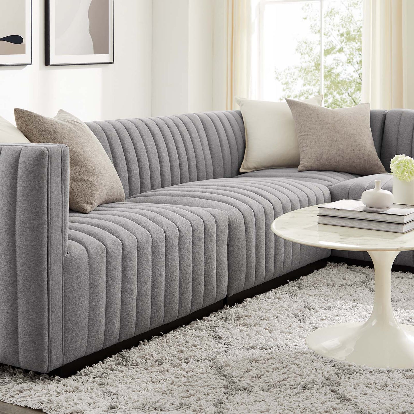 Conjure Channel Tufted Upholstered Fabric 4-Piece L-Shaped Sectional By Modway - EEI-5792 | Sectional | Modishstore - 24