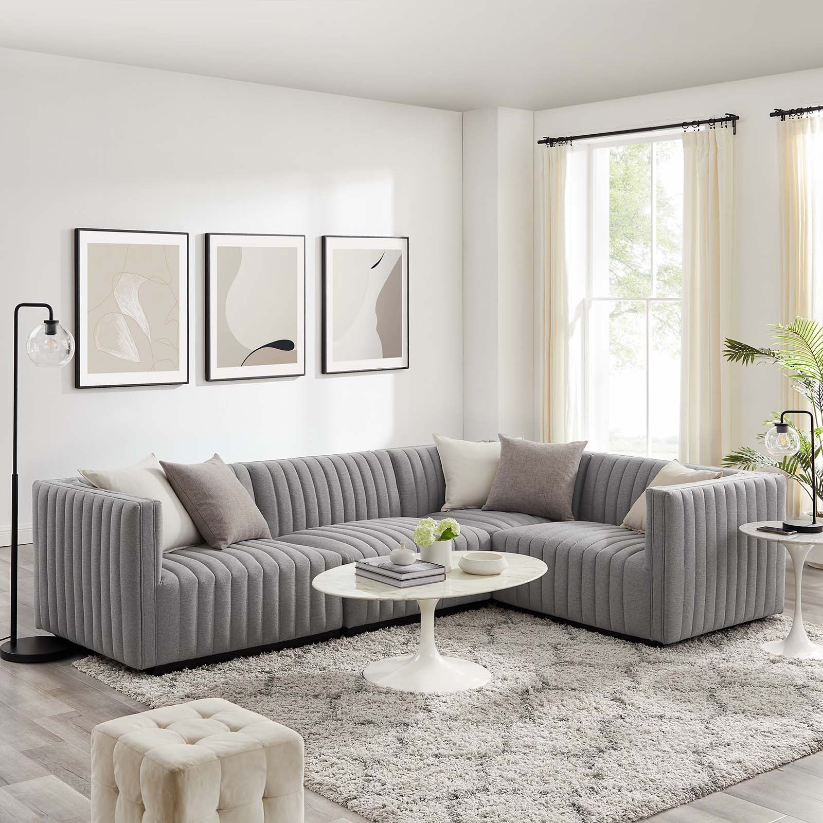 Conjure Channel Tufted Upholstered Fabric 4-Piece L-Shaped Sectional By Modway - EEI-5792 | Sectional | Modishstore - 25