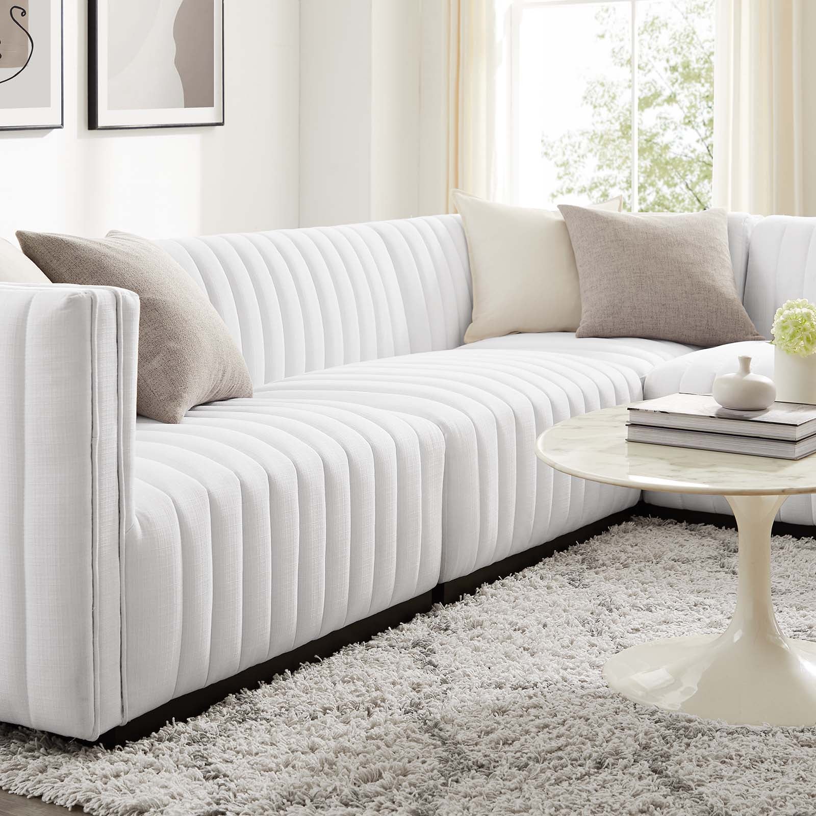 Conjure Channel Tufted Upholstered Fabric 4-Piece L-Shaped Sectional By Modway - EEI-5792 | Sectional | Modishstore - 40