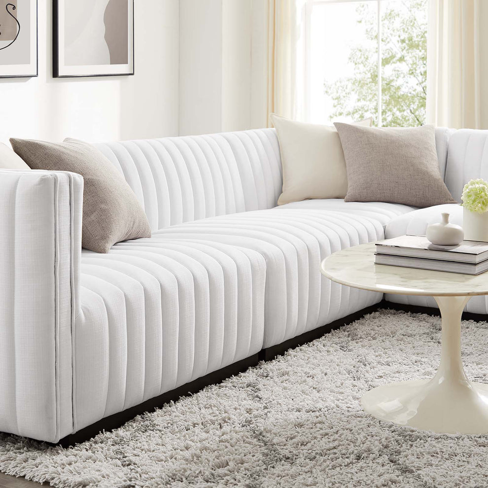 Conjure Channel Tufted Upholstered Fabric 4-Piece L-Shaped Sectional By Modway - EEI-5792 | Sectional | Modishstore - 40
