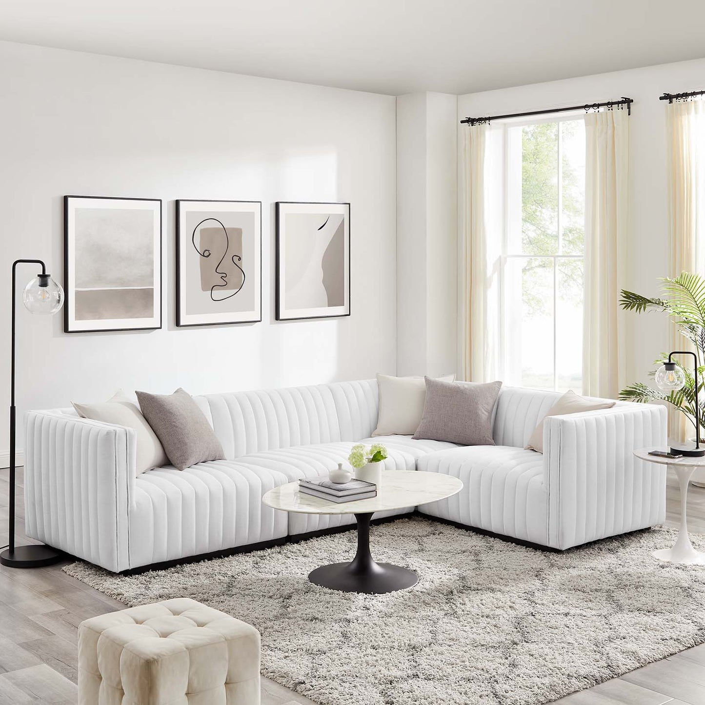 Conjure Channel Tufted Upholstered Fabric 4-Piece L-Shaped Sectional By Modway - EEI-5792 | Sectional | Modishstore - 41