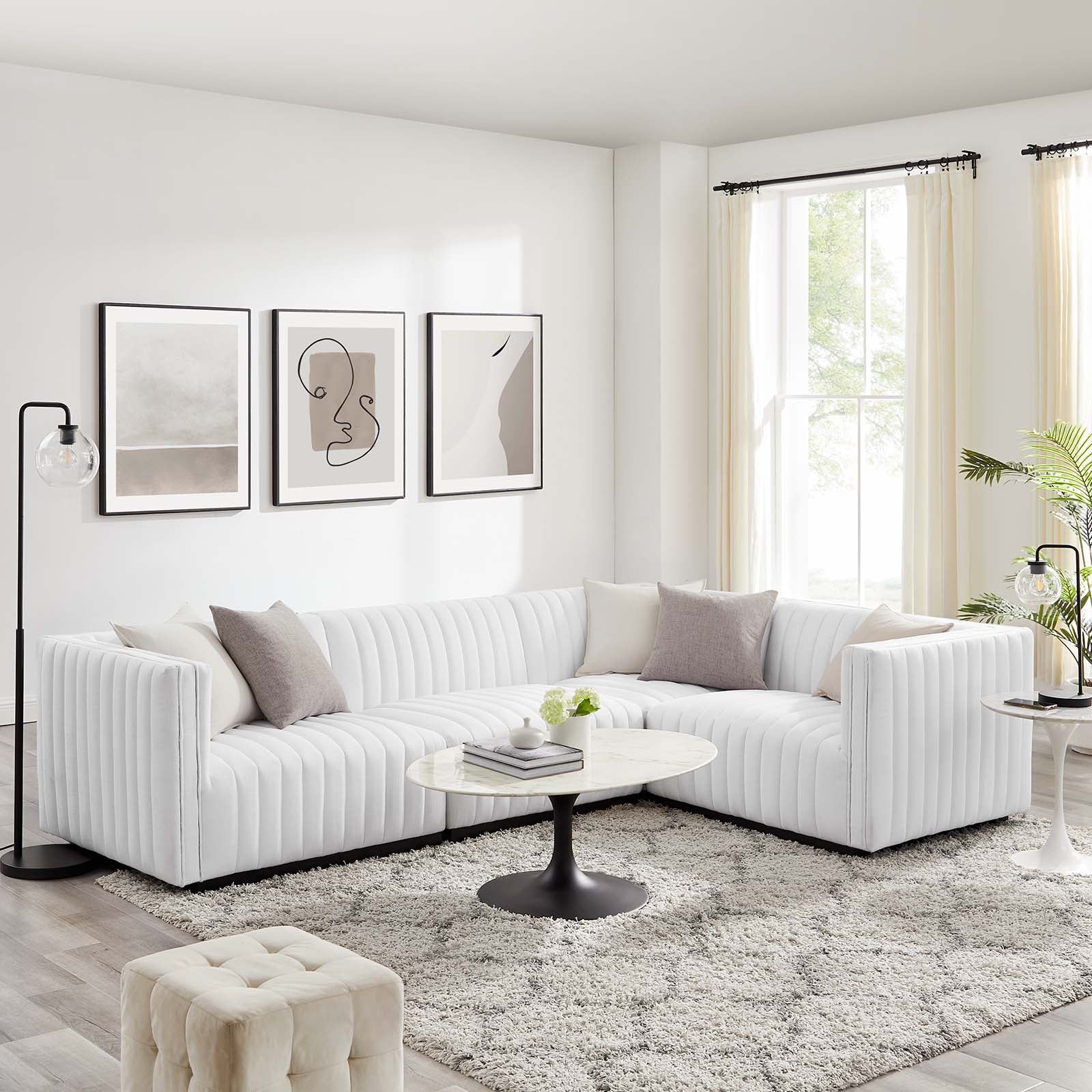 Conjure Channel Tufted Upholstered Fabric 4-Piece L-Shaped Sectional By Modway - EEI-5792 | Sectional | Modishstore - 41