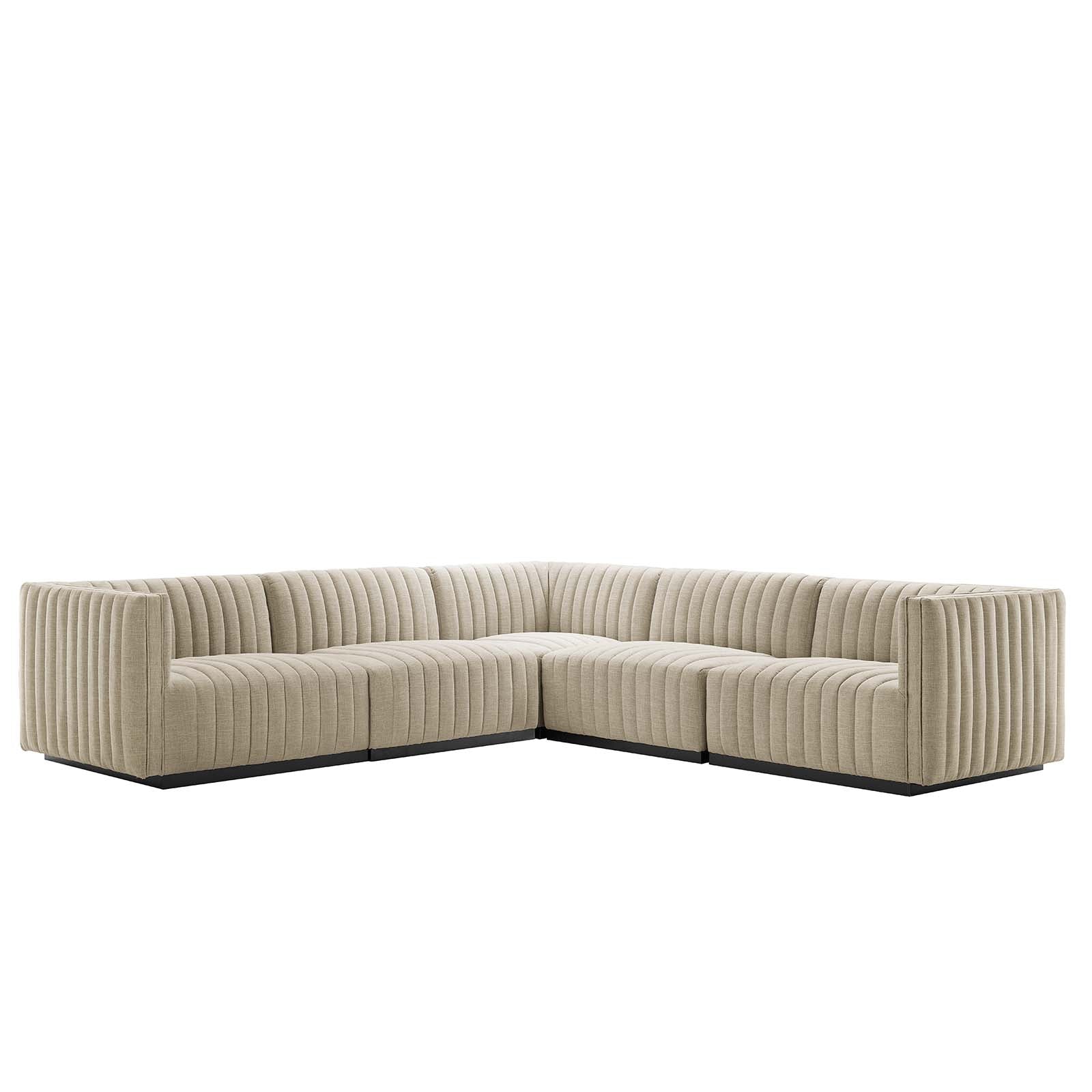 Conjure Channel Tufted Upholstered Fabric 5-Piece L-Shaped Sectional By Modway - EEI-5793 | Sectional | Modishstore - 2