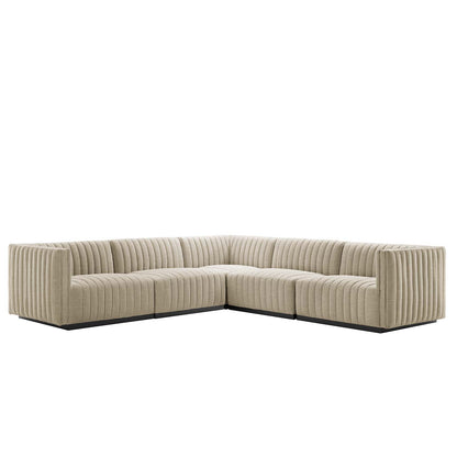 Conjure Channel Tufted Upholstered Fabric 5-Piece L-Shaped Sectional By Modway - EEI-5793 | Sectional | Modishstore - 2
