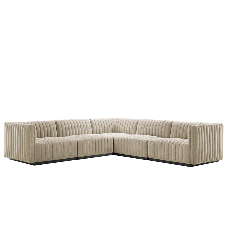 Conjure Channel Tufted Upholstered Fabric 5-Piece L-Shaped Sectional By Modway - EEI-5793 | Sectional | Modishstore - 2