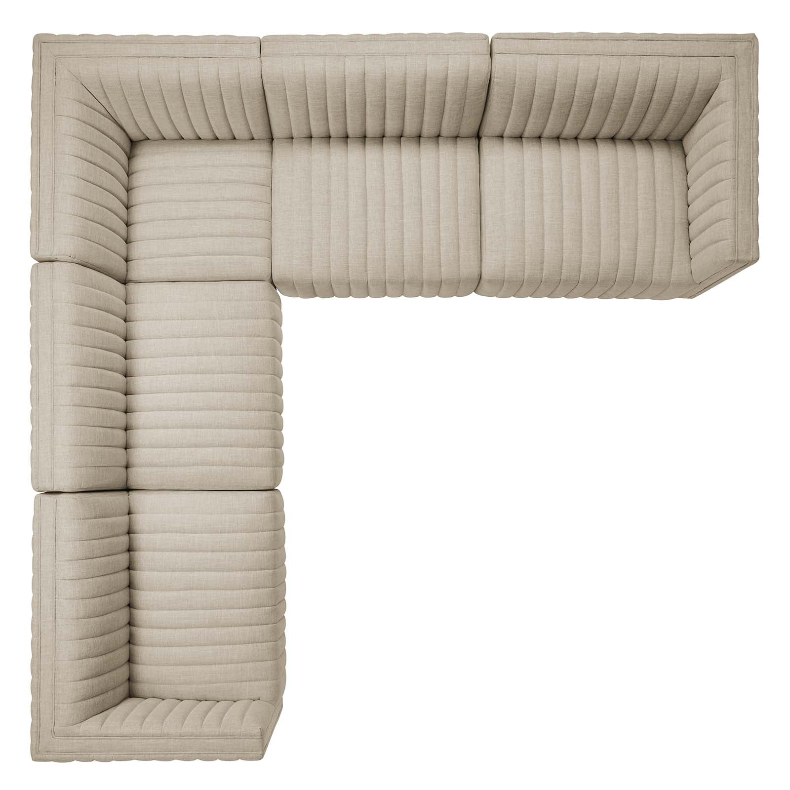 Conjure Channel Tufted Upholstered Fabric 5-Piece L-Shaped Sectional By Modway - EEI-5793 | Sectional | Modishstore - 10