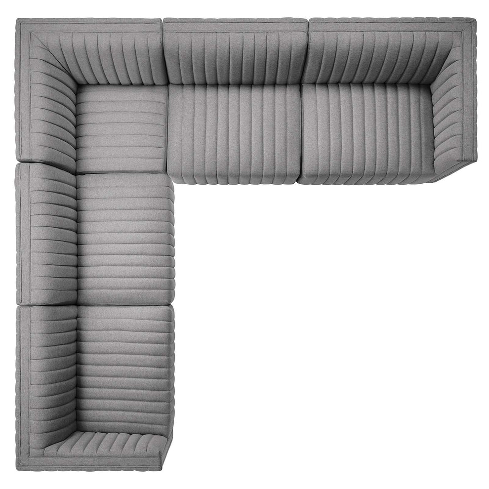 Conjure Channel Tufted Upholstered Fabric 5-Piece L-Shaped Sectional By Modway - EEI-5793 | Sectional | Modishstore - 26