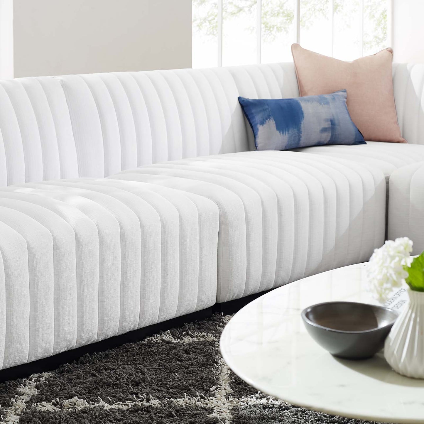 Conjure Channel Tufted Upholstered Fabric 5-Piece L-Shaped Sectional By Modway - EEI-5793 | Sectional | Modishstore - 40