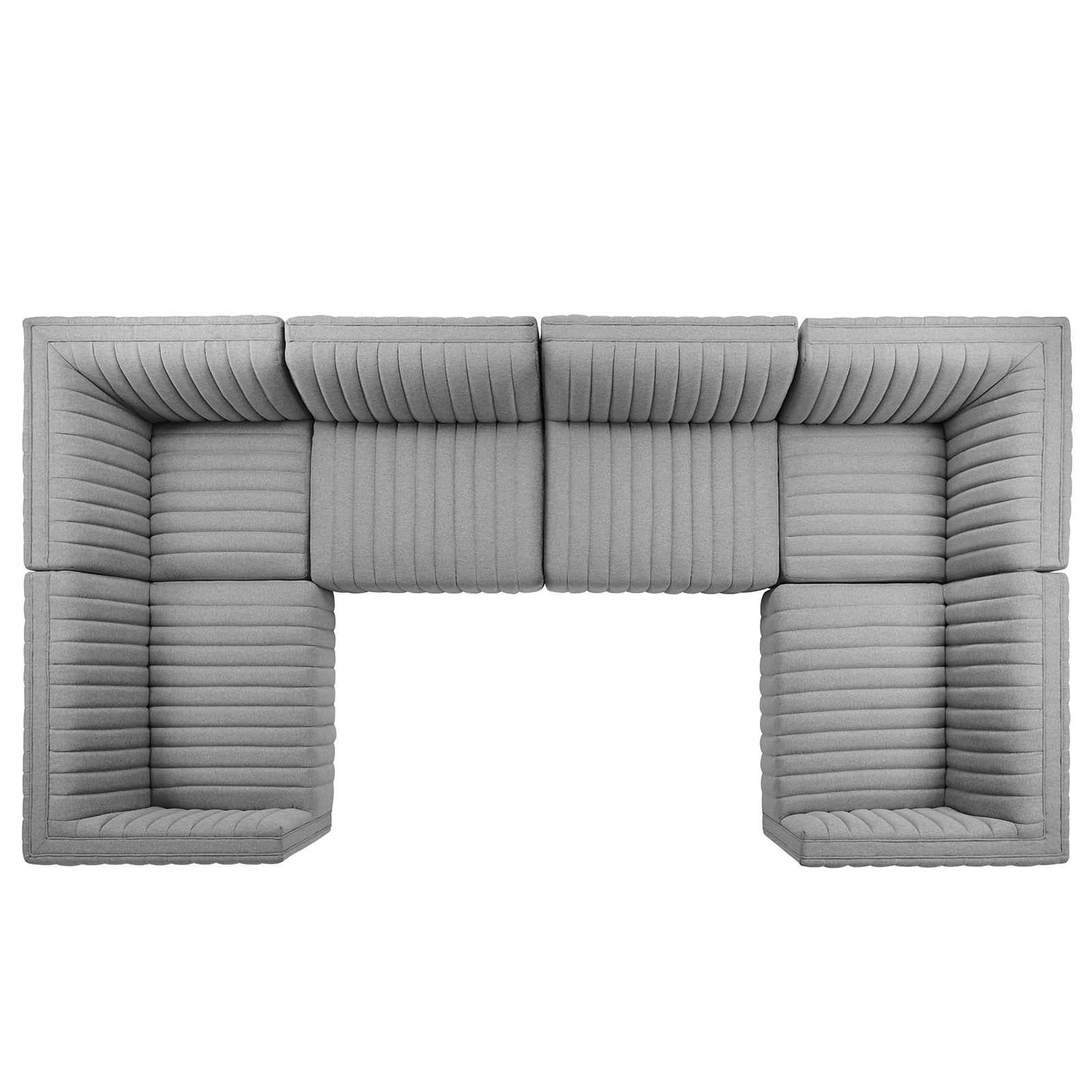 Conjure Channel Tufted Upholstered Fabric 6-Piece U-Shaped Sectional By Modway - EEI-5795 | Sectional | Modishstore - 26