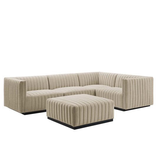 Conjure Channel Tufted Upholstered Fabric 5-Piece Sectional By Modway - EEI-5797 | Sectional | Modishstore