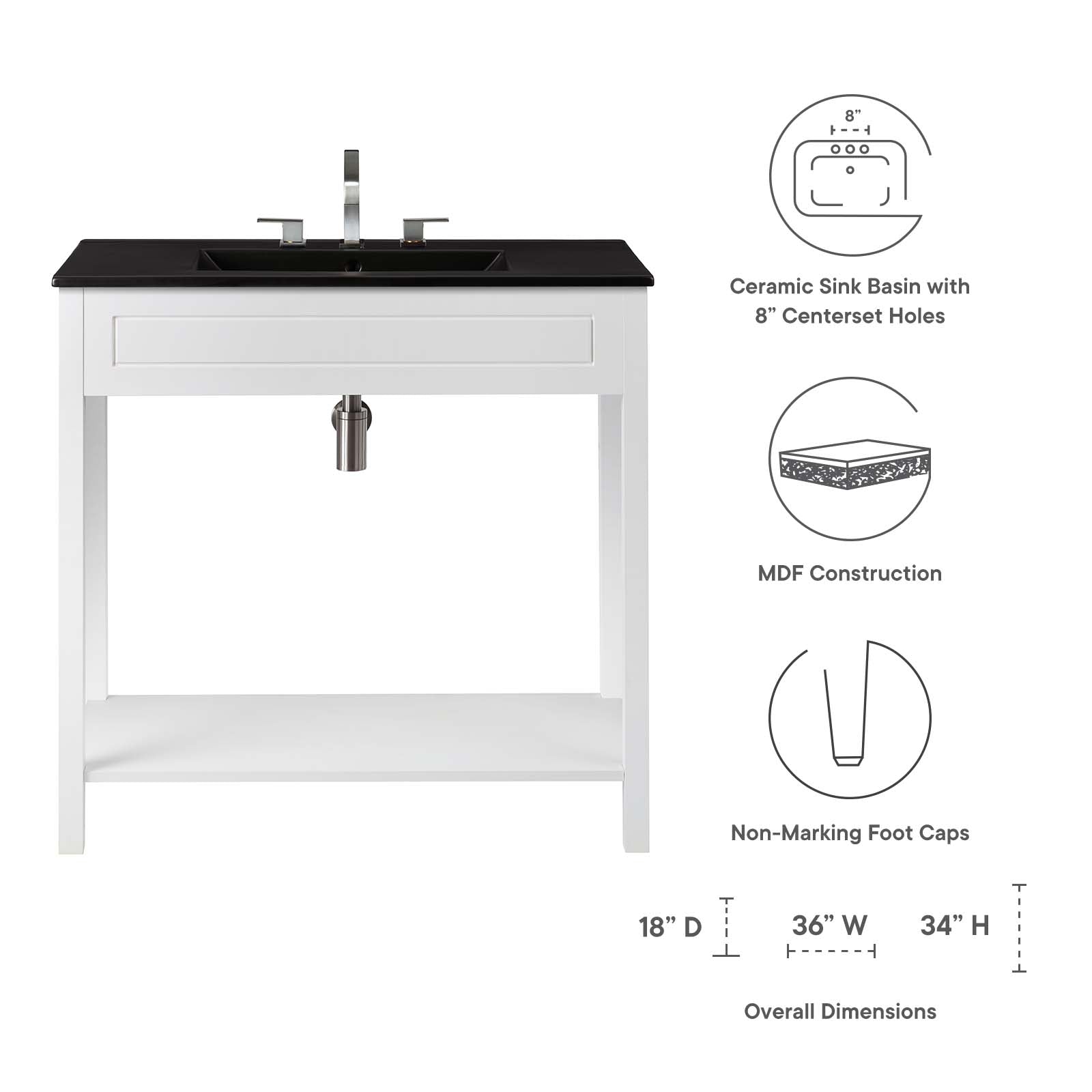 Altura 36" Bathroom Vanity By Modway - EEI-5799 | Bathroom Accessories | Modishstore - 24