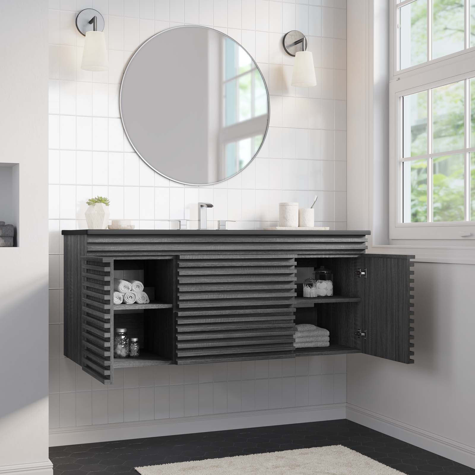 Render 48" Wall-Mount Bathroom Vanity By Modway - EEI-5801 | Bathroom Accessories | Modishstore - 3