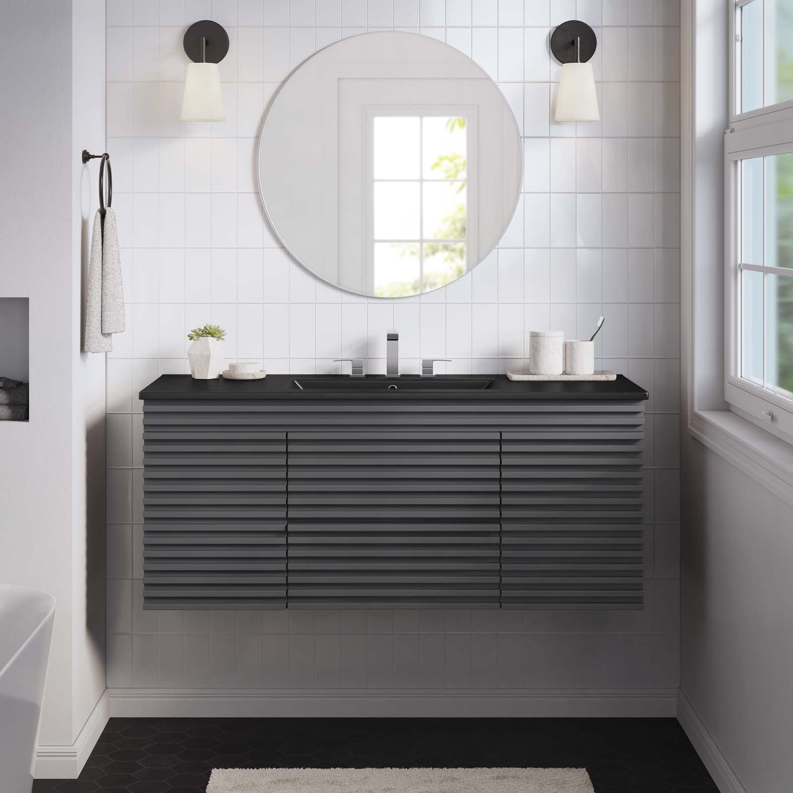 Render 48" Wall-Mount Bathroom Vanity By Modway - EEI-5801 | Bathroom Accessories | Modishstore - 23