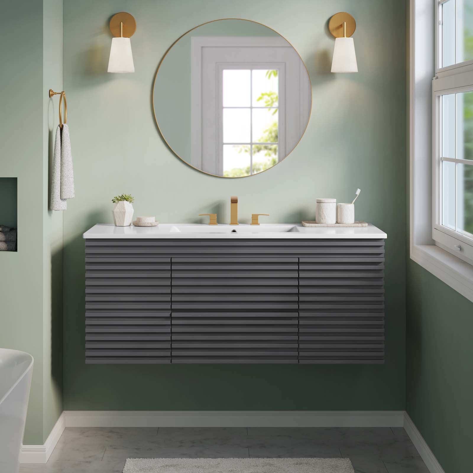 Render 48" Wall-Mount Bathroom Vanity By Modway - EEI-5801 | Bathroom Accessories | Modishstore - 33