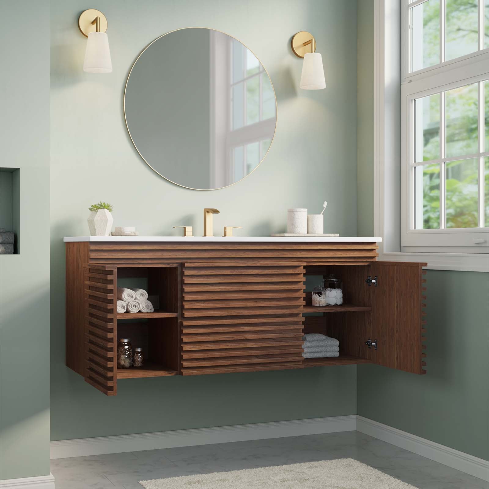 Render 48" Wall-Mount Bathroom Vanity By Modway - EEI-5801 | Bathroom Accessories | Modishstore - 72