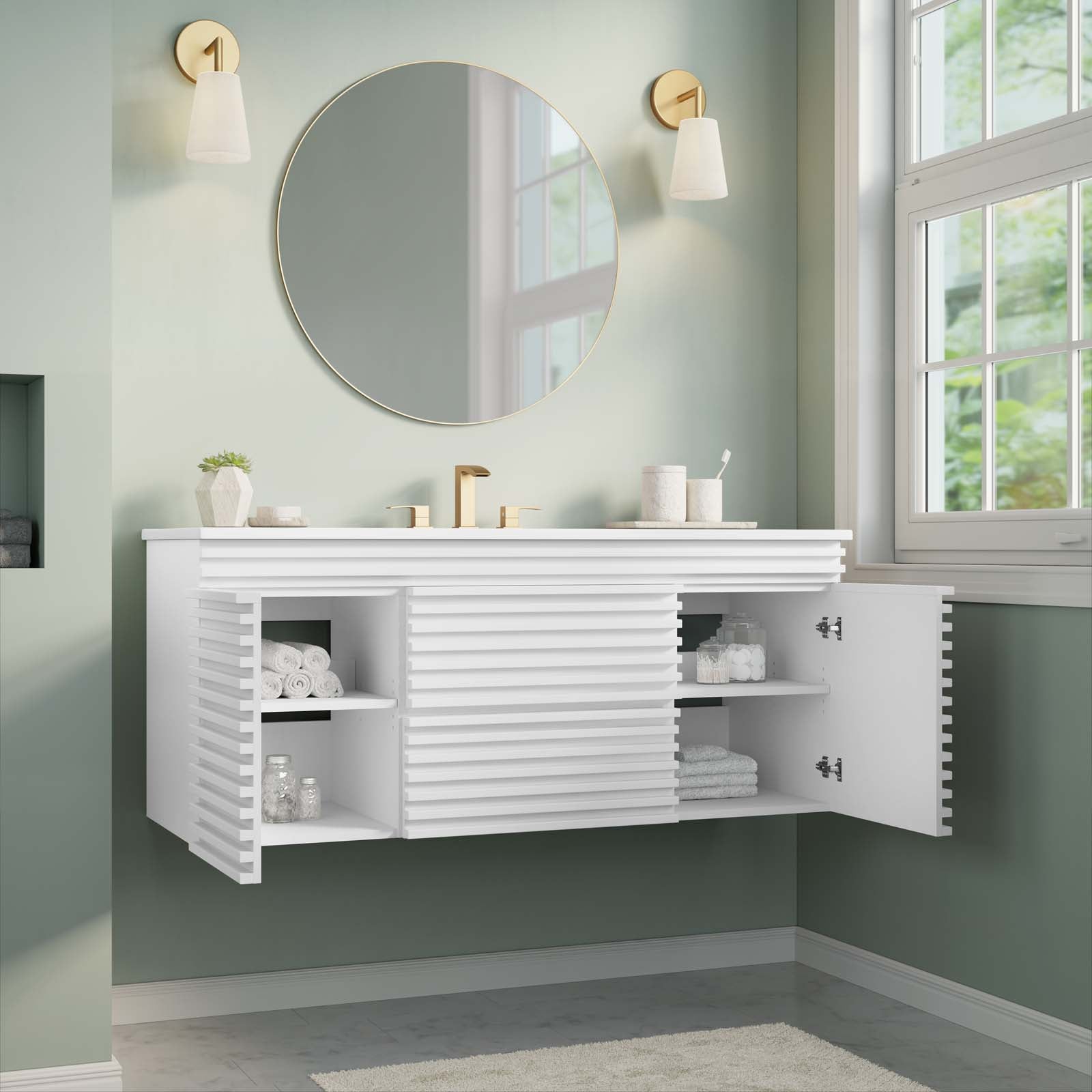 Render 48" Wall-Mount Bathroom Vanity By Modway - EEI-5801 | Bathroom Accessories | Modishstore - 112