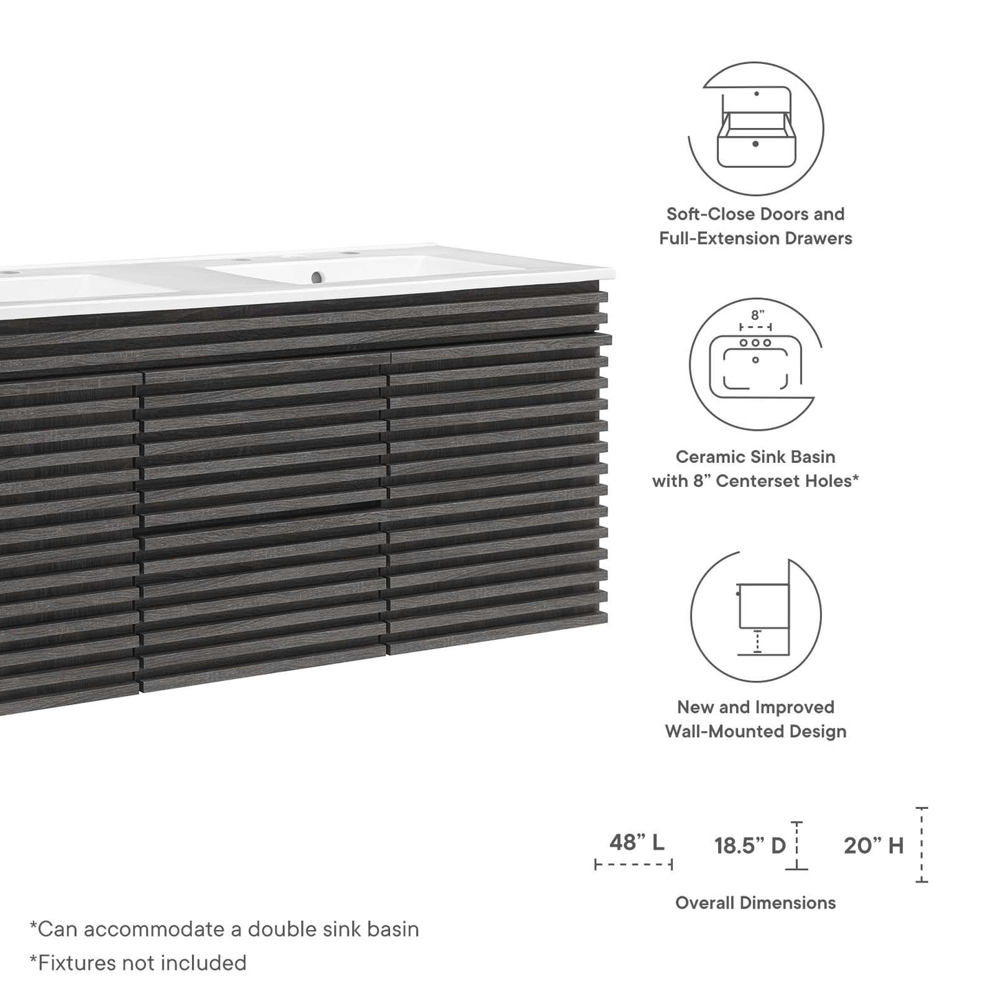Render 48" Wall-Mount Bathroom Vanity By Modway - EEI-5802 | Bathroom Accessories | Modishstore - 19