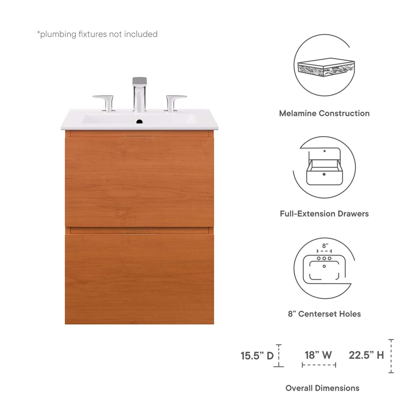 Scenic 18" Wall-Mount Bathroom Vanity By Modway - EEI-5810 | Bathroom Accessories | Modishstore - 16