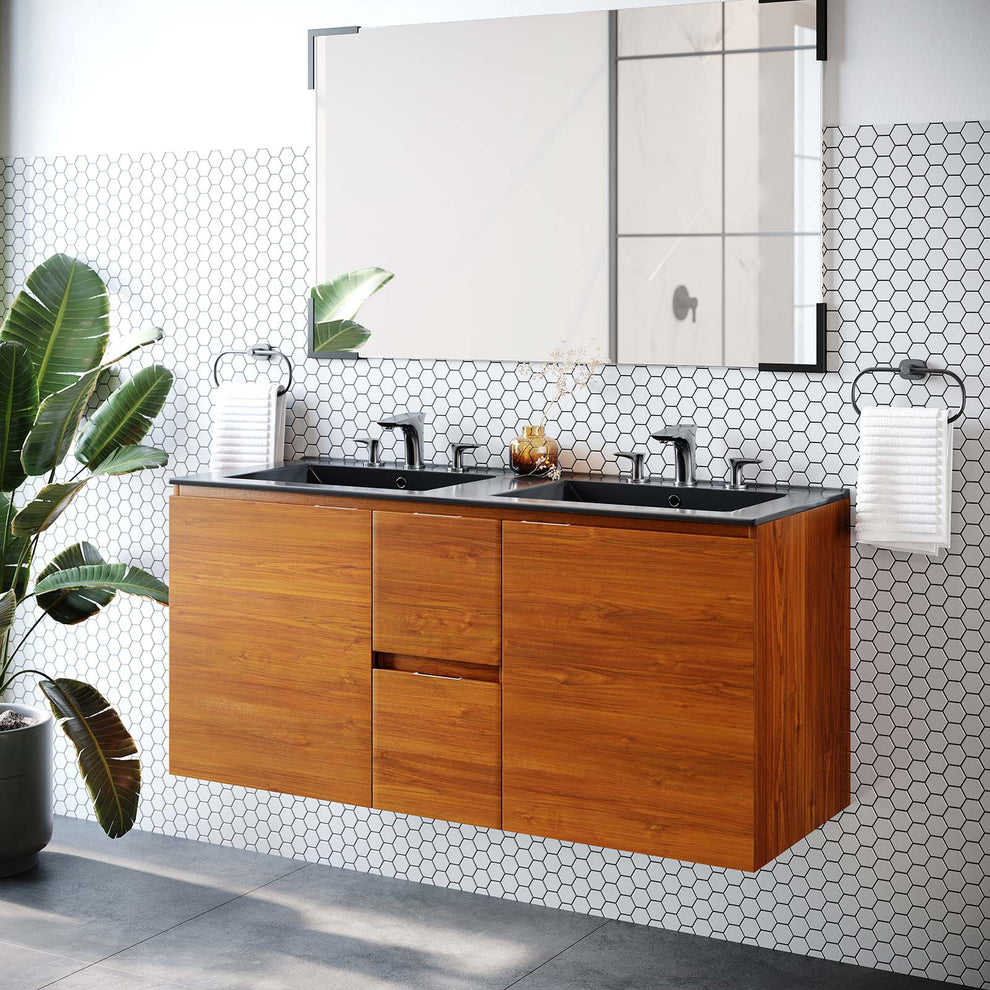 Scenic 48" Double Wall-Mount Bathroom Vanity By Modway - EEI-5815 | Bathroom Accessories | Modishstore - 1