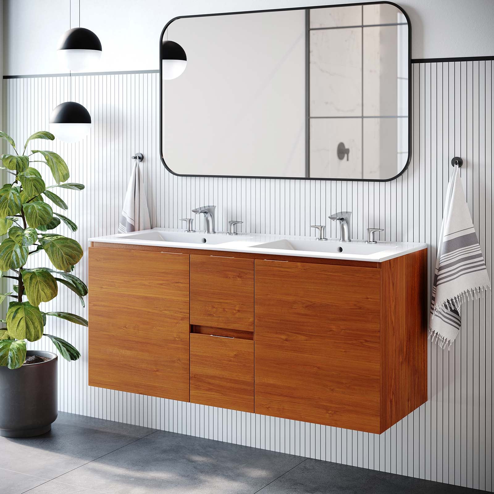 Scenic 48" Double Wall-Mount Bathroom Vanity By Modway - EEI-5815 | Bathroom Accessories | Modishstore - 11