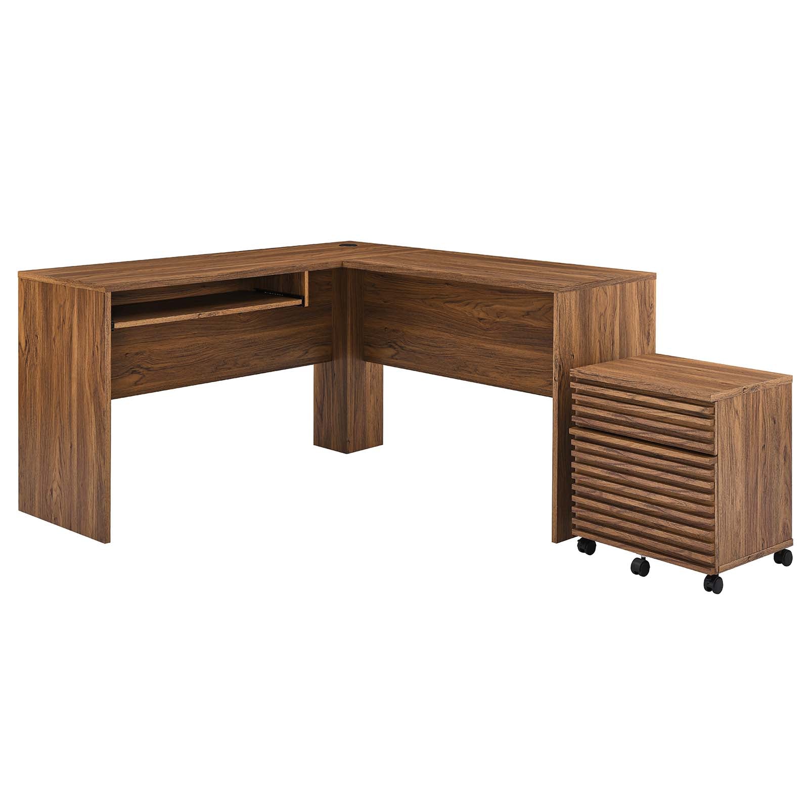 Render Wood Desk And File Cabinet Set By Modway - EEI-5821-WAL | Desks |  Modishstore - 2