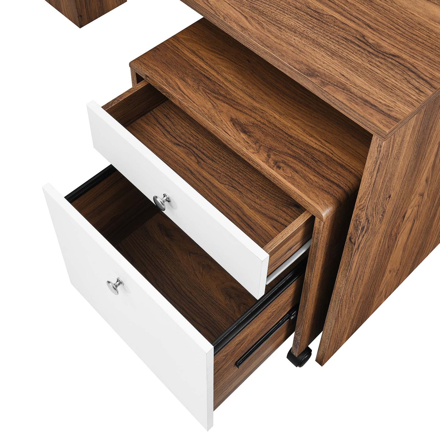 Transmit Wood Desk And File Cabinet Set By Modway - EEI-5822-WAL-WHI | Desks |  Modishstore - 3
