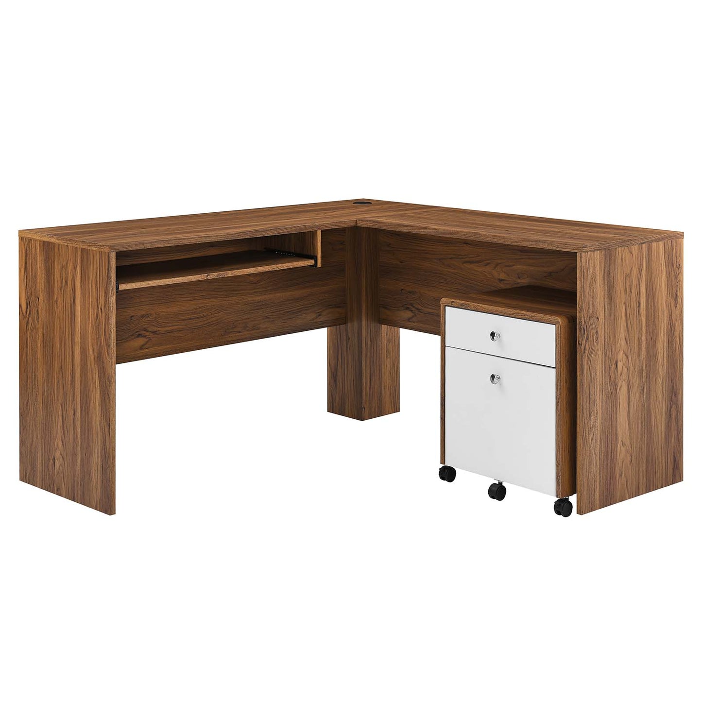 Transmit Wood Desk And File Cabinet Set By Modway - EEI-5822-WAL-WHI | Desks |  Modishstore - 7
