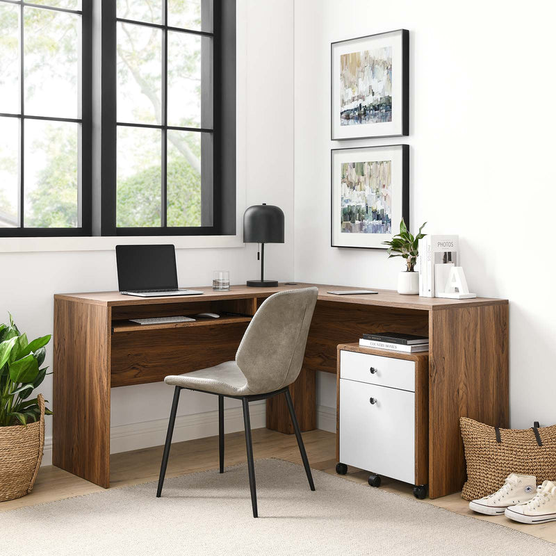 Transmit Wood Desk And File Cabinet Set By Modway - EEI-5822-WAL-WHI | Desks |  Modishstore