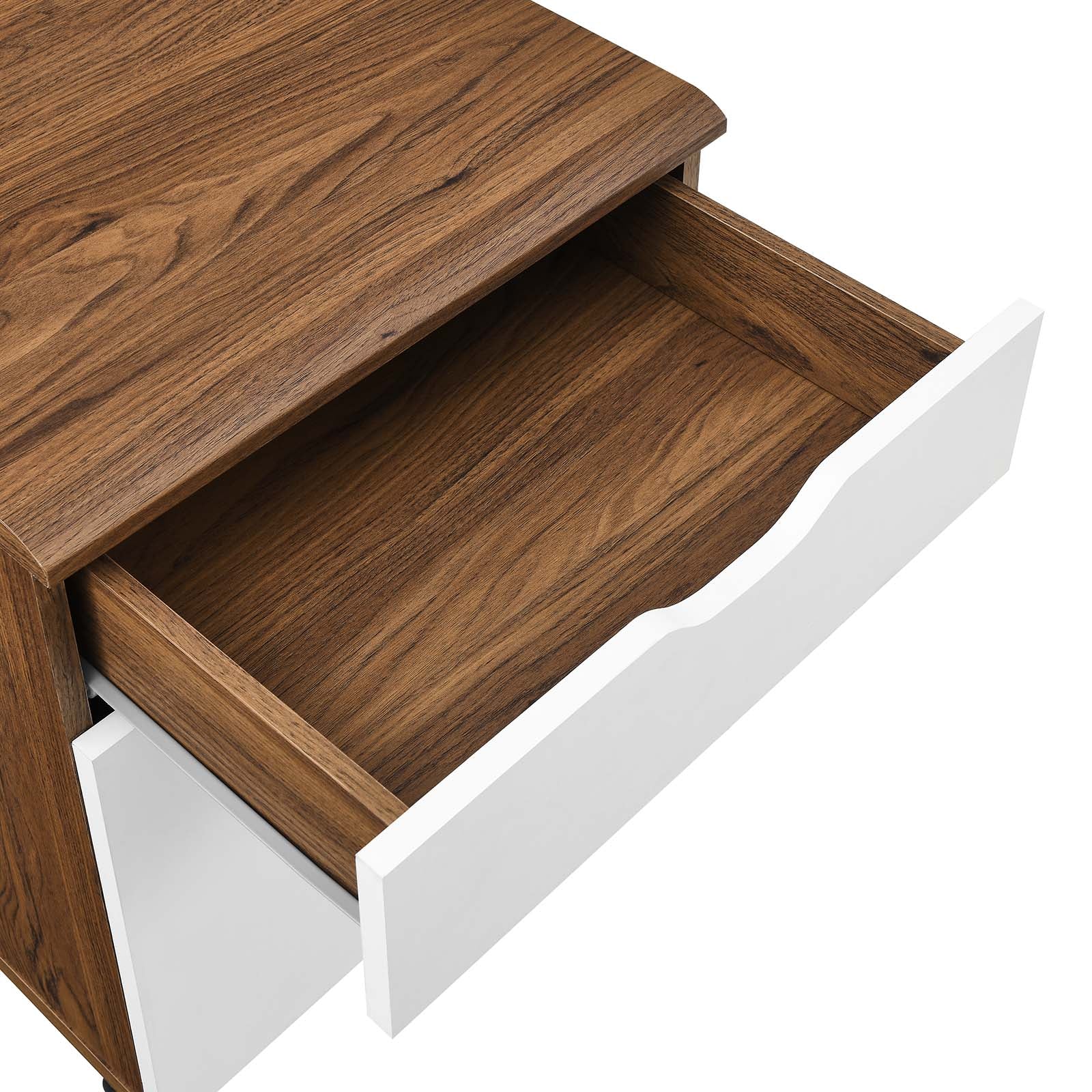 Envision Wood Desk And File Cabinet Set By Modway - EEI-5823-WAL-WHI | Desks |  Modishstore - 3
