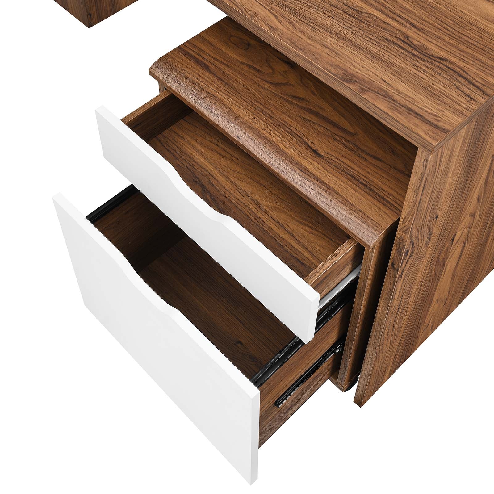 Envision Wood Desk And File Cabinet Set By Modway - EEI-5823-WAL-WHI | Desks |  Modishstore - 5