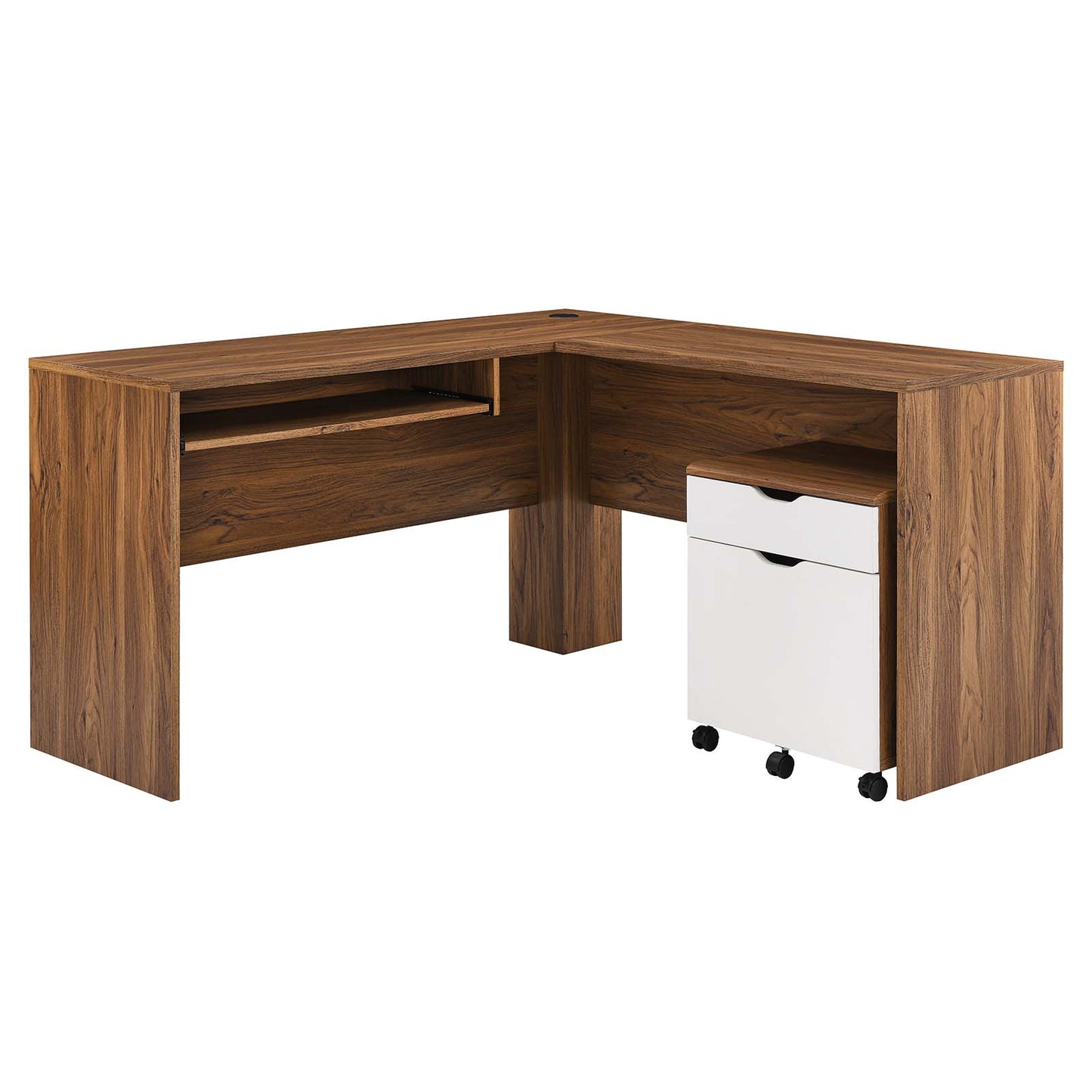 Envision Wood Desk And File Cabinet Set By Modway - EEI-5823-WAL-WHI | Desks |  Modishstore - 7