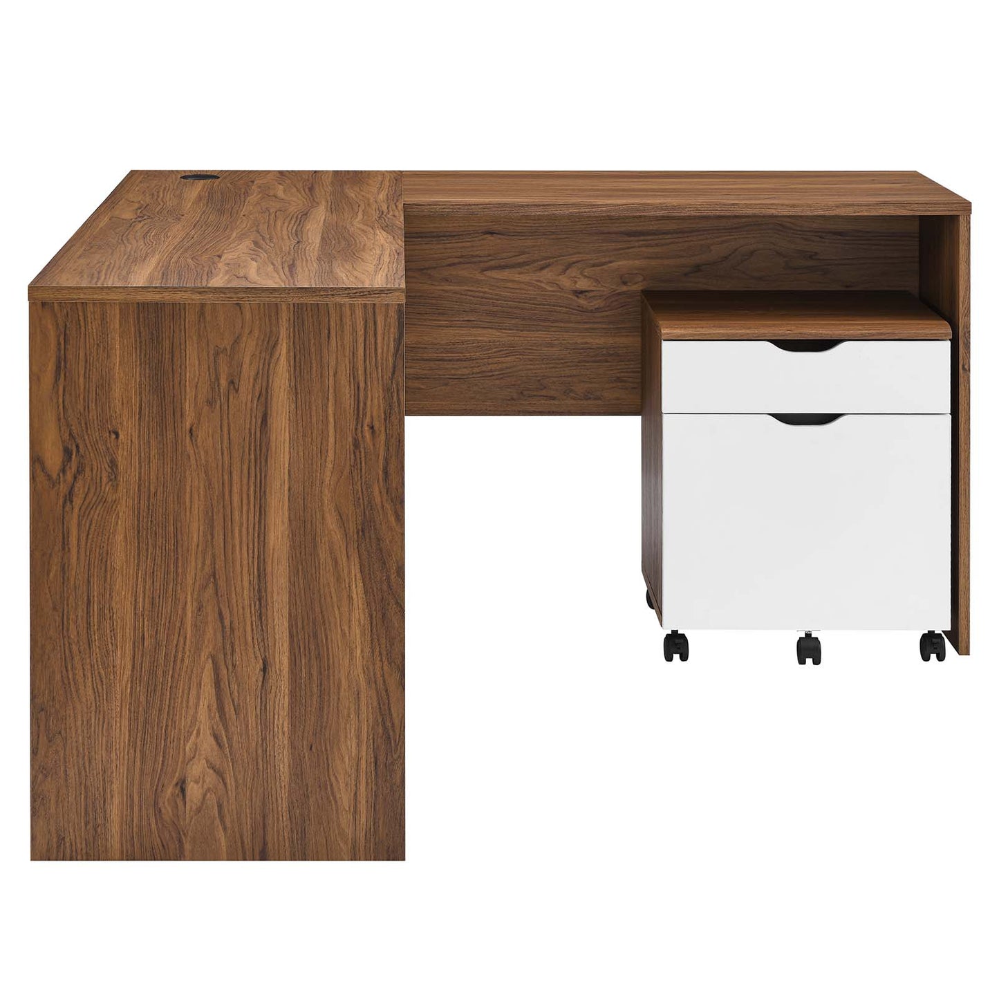 Envision Wood Desk And File Cabinet Set By Modway - EEI-5823-WAL-WHI | Desks |  Modishstore - 10