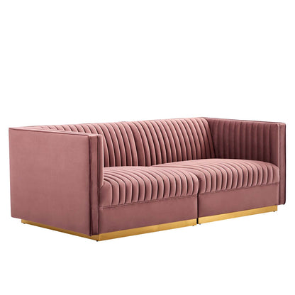 Sanguine Channel Tufted Performance Velvet Modular Sectional Sofa Loveseat By Modway - EEI-5824 | Sectional | Modishstore - 2