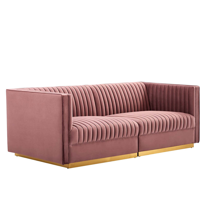 Sanguine Channel Tufted Performance Velvet Modular Sectional Sofa Loveseat By Modway - EEI-5824 | Sectional | Modishstore - 2