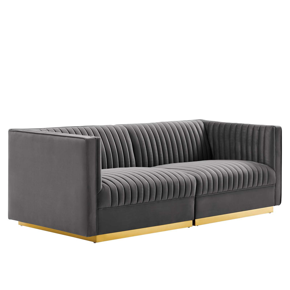 Sanguine Channel Tufted Performance Velvet Modular Sectional Sofa Loveseat By Modway - EEI-5824 | Sectional | Modishstore - 10
