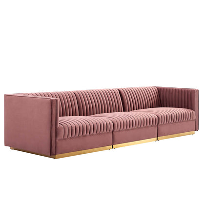 Sanguine Channel Tufted Performance Velvet 3-Seat Modular Sectional Sofa By Modway - EEI-5825 | Sectional | Modishstore - 2