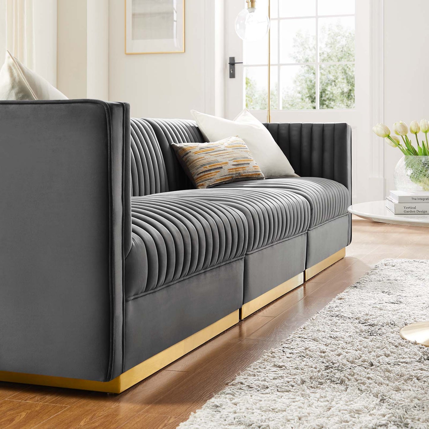 Sanguine Channel Tufted Performance Velvet 3-Seat Modular Sectional Sofa By Modway - EEI-5825 | Sectional | Modishstore - 13