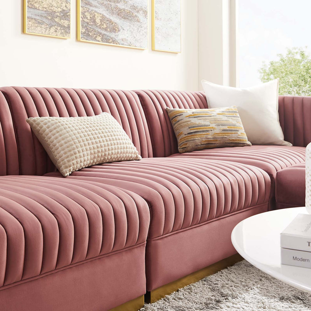 Sanguine Channel Tufted Performance Velvet 4-Piece Modular Sectional Sofa By Modway - EEI-5826 | Sectional | Modishstore - 6