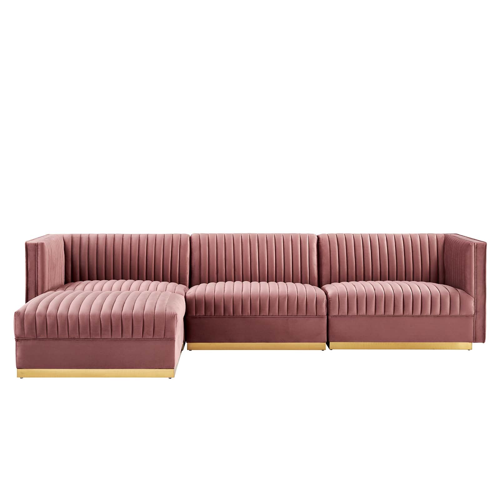 Sanguine Channel Tufted Performance Velvet 4-Piece Modular Sectional Sofa By Modway - EEI-5826 | Sectional | Modishstore - 7