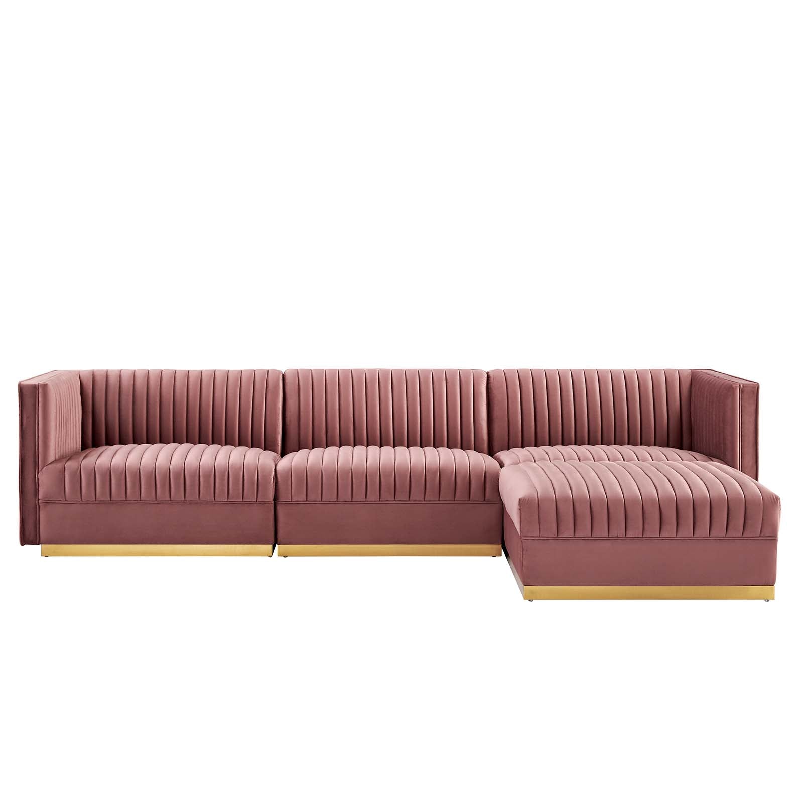 Sanguine Channel Tufted Performance Velvet 4-Piece Modular Sectional Sofa By Modway - EEI-5826 | Sectional | Modishstore - 8