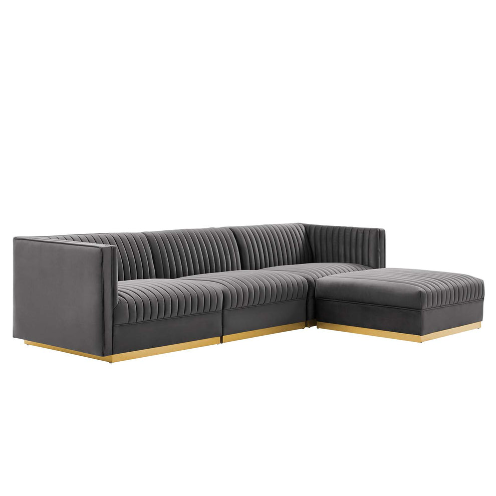 Sanguine Channel Tufted Performance Velvet 4-Piece Modular Sectional Sofa By Modway - EEI-5826 | Sectional | Modishstore - 14