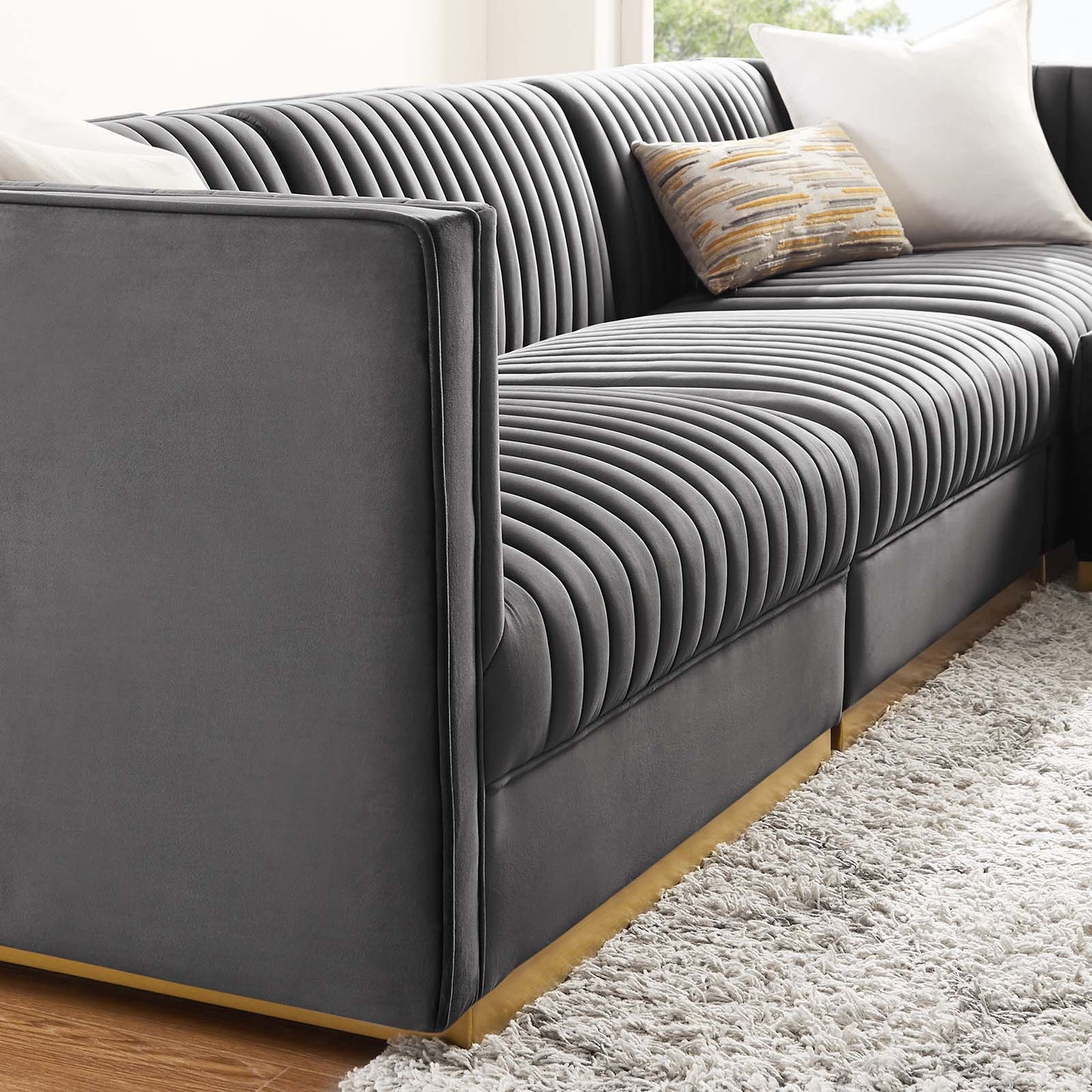Sanguine Channel Tufted Performance Velvet 4-Piece Modular Sectional Sofa By Modway - EEI-5826 | Sectional | Modishstore - 18