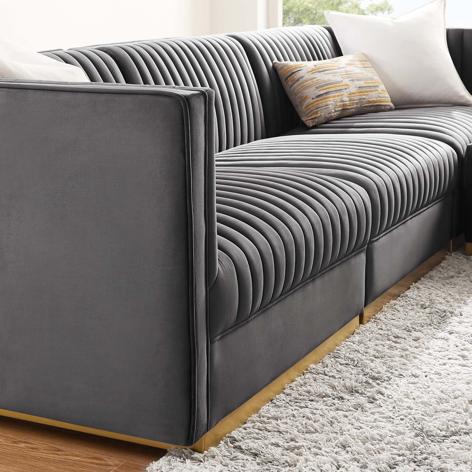 Sanguine Channel Tufted Performance Velvet 4-Piece Modular Sectional Sofa By Modway - EEI-5826 | Sectional | Modishstore - 18