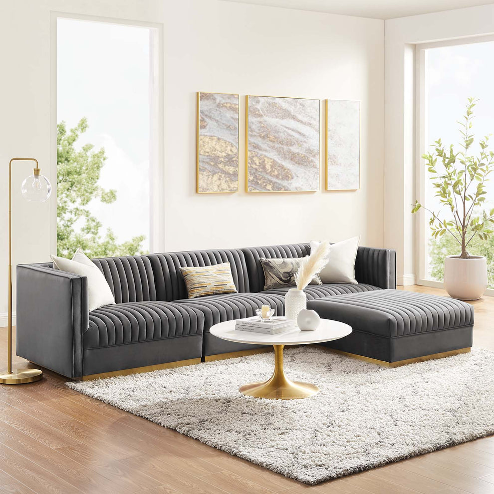Sanguine Channel Tufted Performance Velvet 4-Piece Modular Sectional Sofa By Modway - EEI-5826 | Sectional | Modishstore - 19